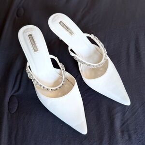 Primark White Heels with Silver Accents